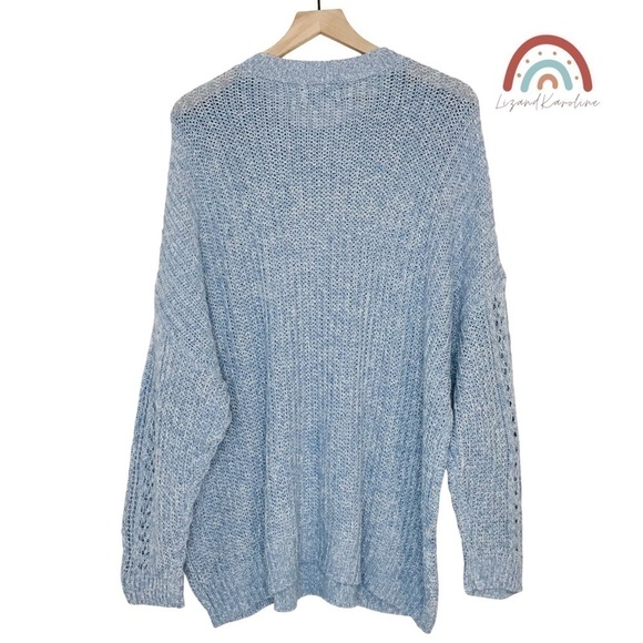 New! American Eagle Chunky Knit Oversized Longline Lattice Cozy Crewneck Sweater - Picture 3 of 9